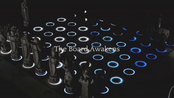 The GoChess Wizard Alive board awakens, its squares lighting up